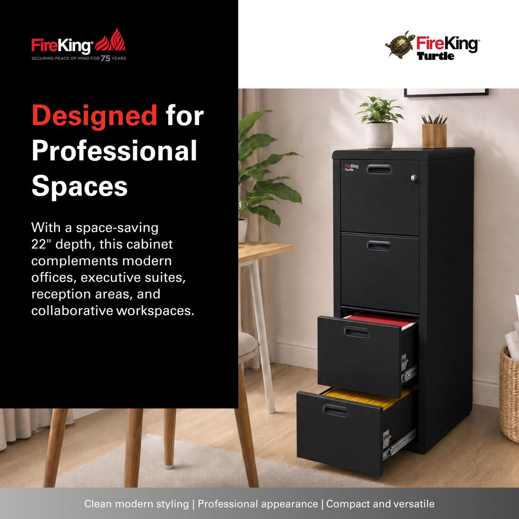 Black 4 Drawer Fire Rated File Cabinet T7061