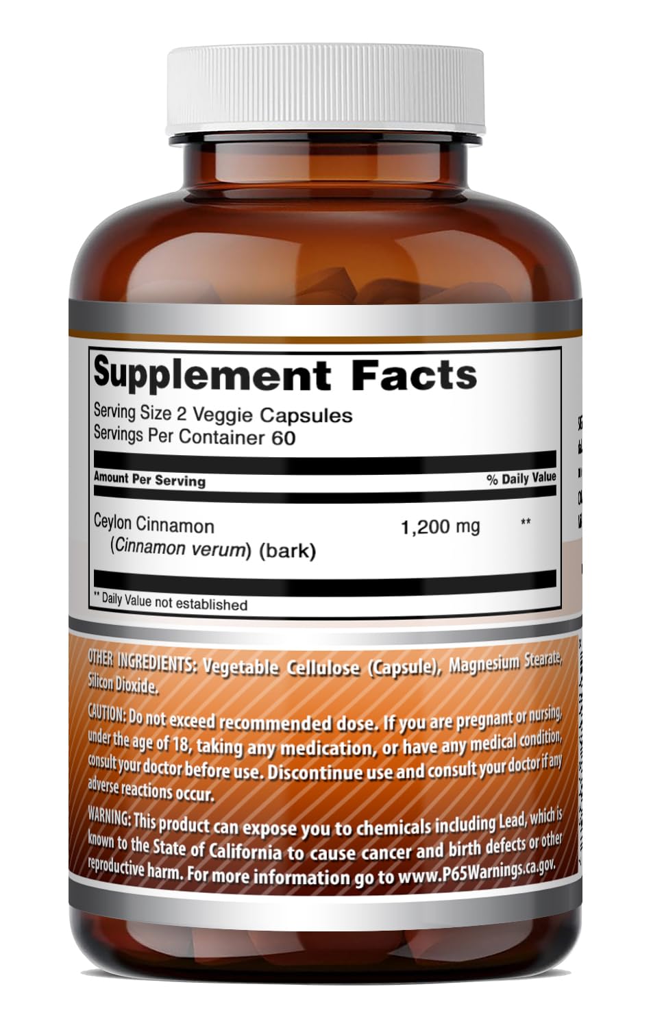 Ceylon Cinnamon 1200 Mg Vegetarian Capsules K72067