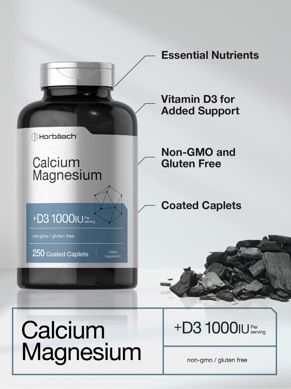 Calcium Magnesium with Vitamin D3 250 Caplets D8034
