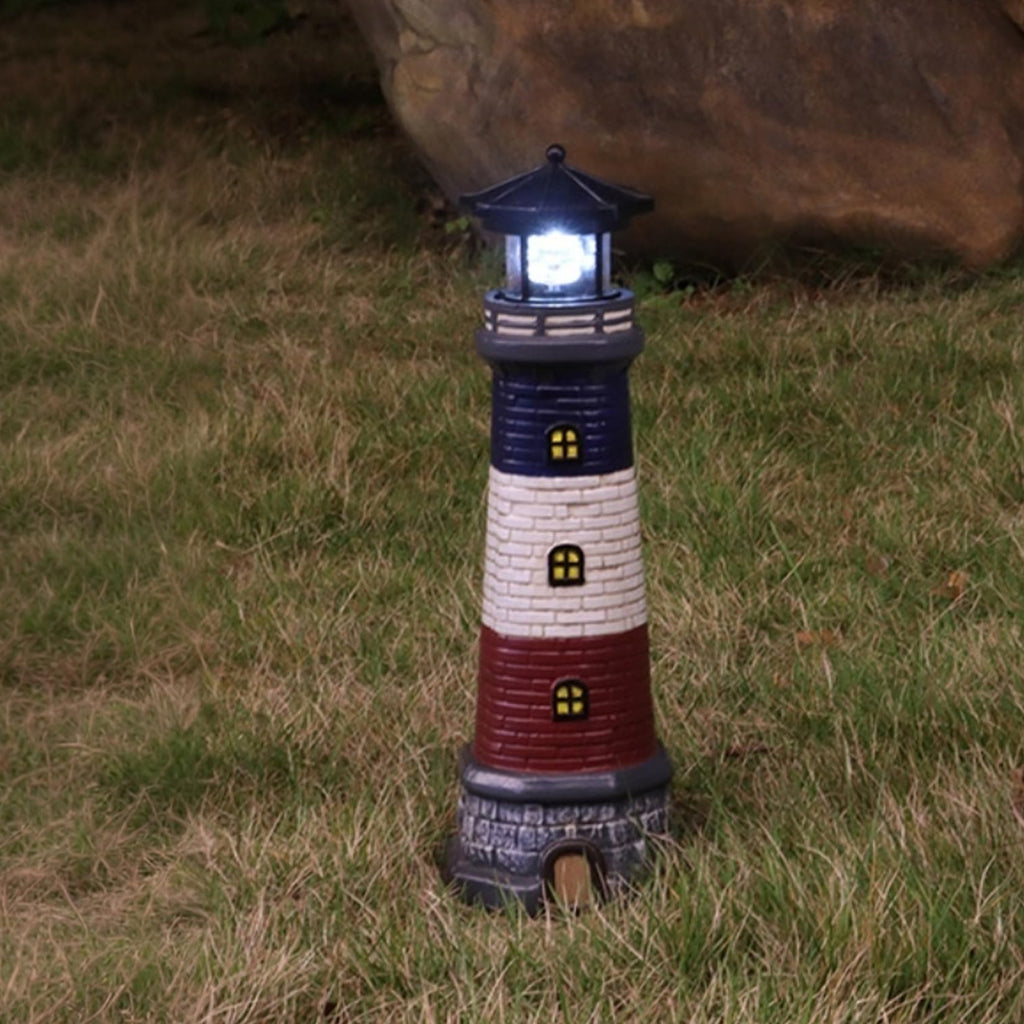 15" Tall Waterproof Resin Lighthouse Lamp with Rotating LED C39981