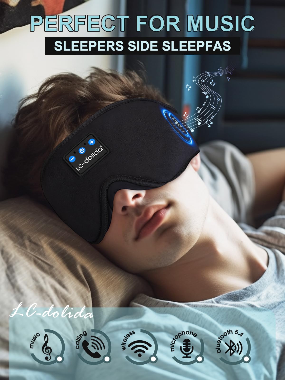 Sleep Mask Bluetooth Wireless Music Eye Mask P7208