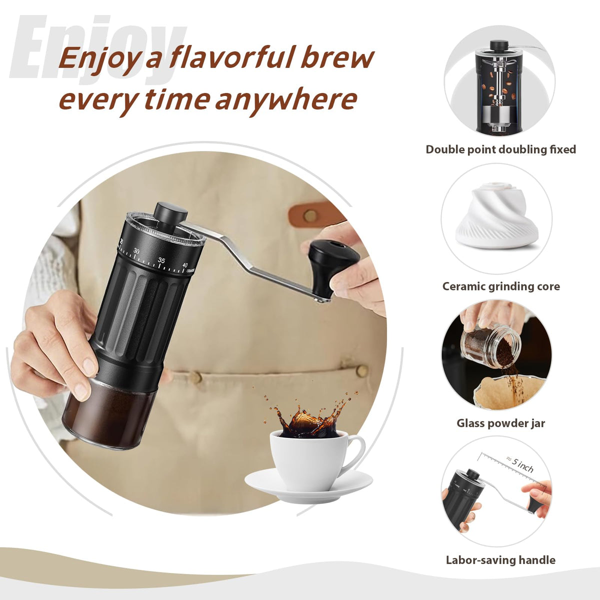 Manual Coffee Grinder with Ceramic Conical Burr N2264
