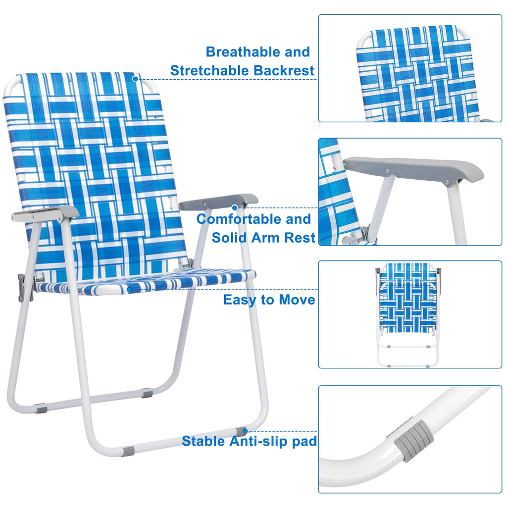 Set of 2 Blue & White Webbed Folding Chairs D6693