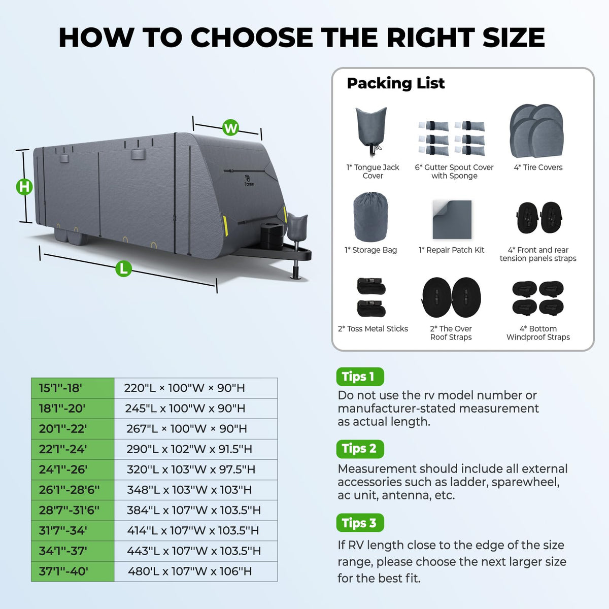 20-22FT Heavy Duty 9 Layers Travel Trailer Cover A1093
