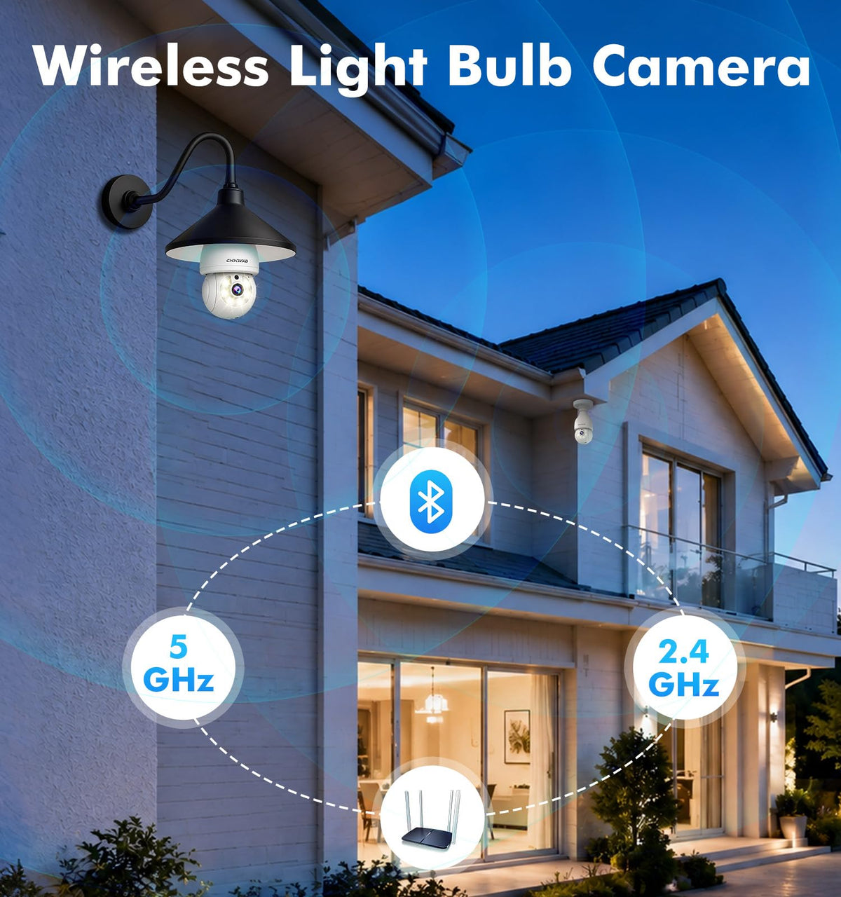 2K Light Bulb Security Camera, 5G/2.4G WiFi, 2 Pack J87736