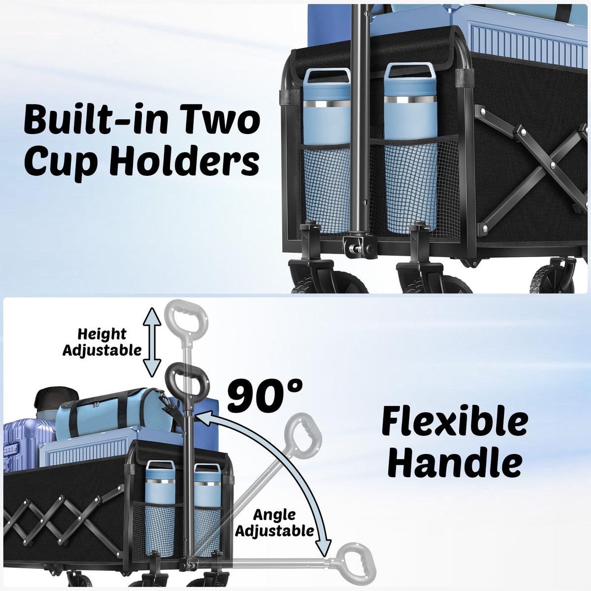 Foldable Collapsible Wagon Cart with Adjustable Handle U53024