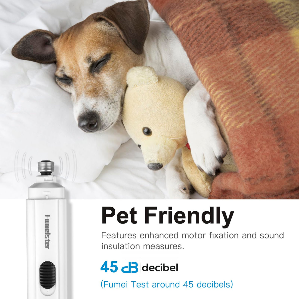 Quiet 2-Speed Type-C Rechargeable Dog Nail Grinder B867791