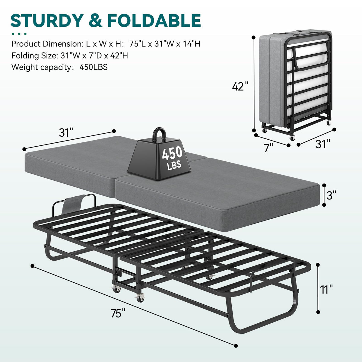 Folding Bed 75" x 31" C6742
