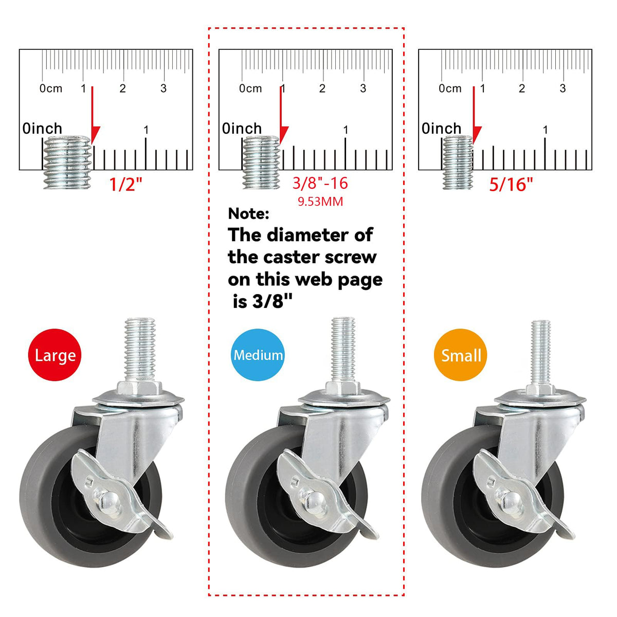 3" Locking Swivel Threaded Stem Casters Set of 4 D540765