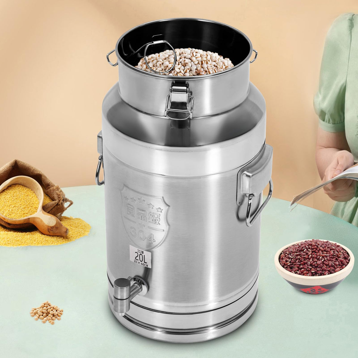 Stainless Steel 20L Milk Can with Faucet L796