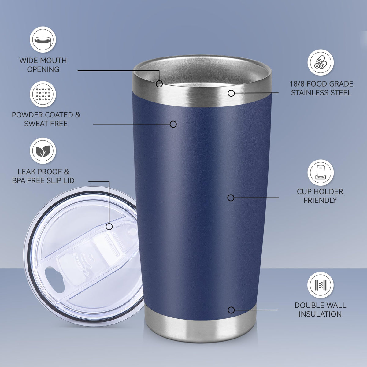 20 oz Stainless Steel Insulated Tumbler with Lid X434934