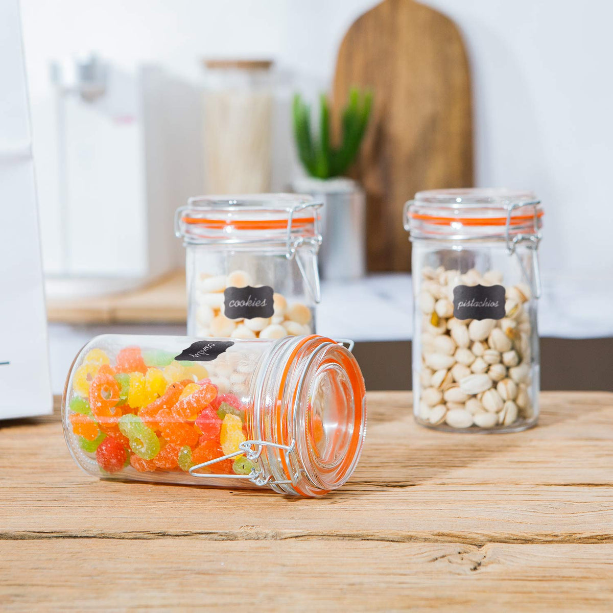 16 oz Glass Airtight Storage Jars, 12 Pack Y701