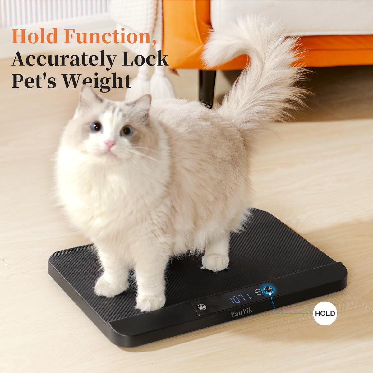 Digital Pet Scale with Non-Slip Mat, Up to 88lb, Black H526