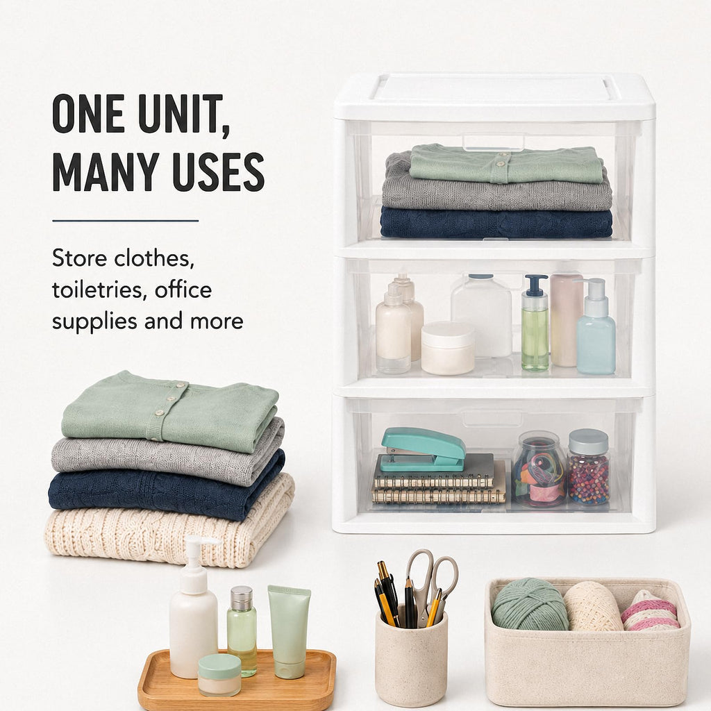 3 Drawer Clear Plastic Storage Organizer O58507