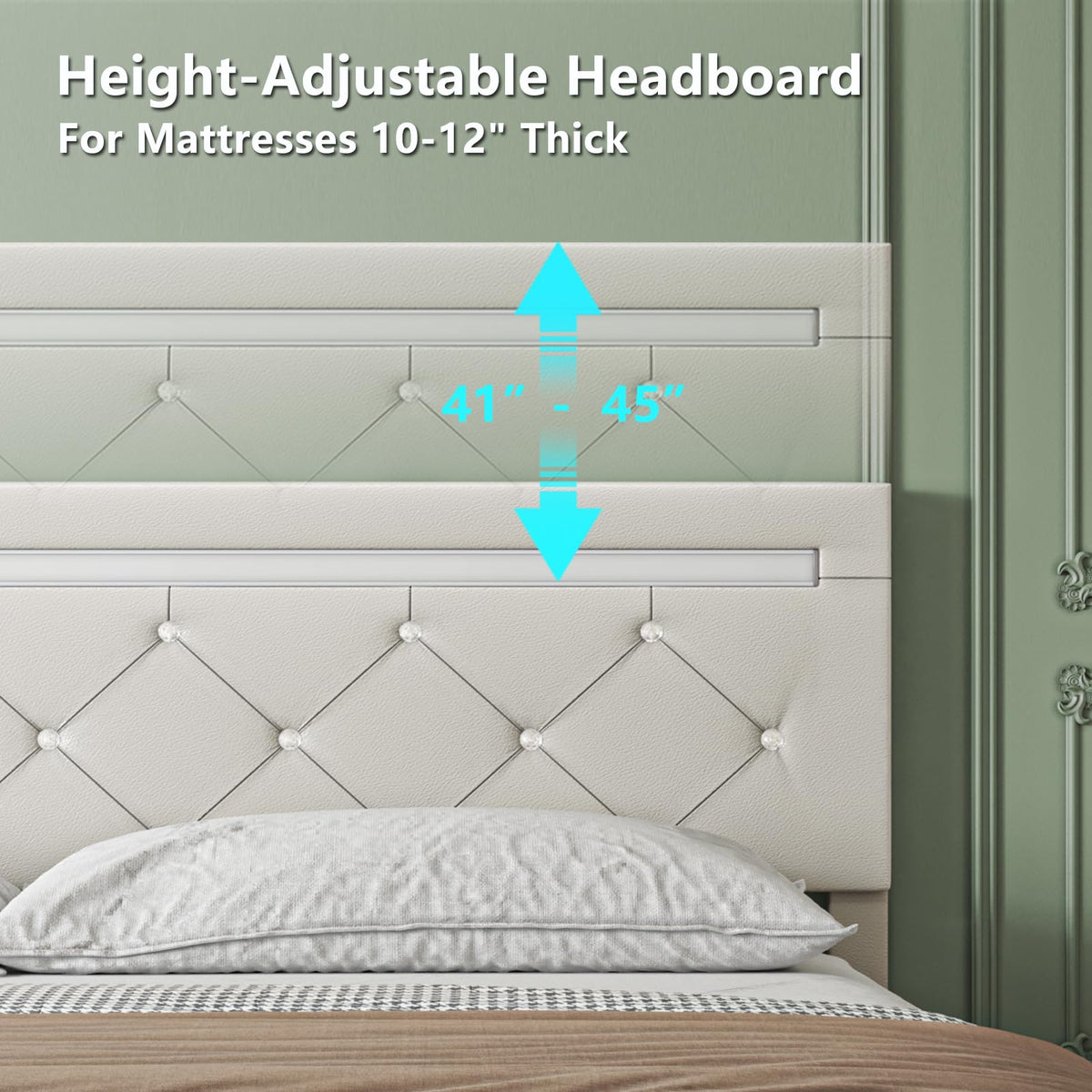 Full Size Bed Frame with LED Light and Storage Drawers L5763
