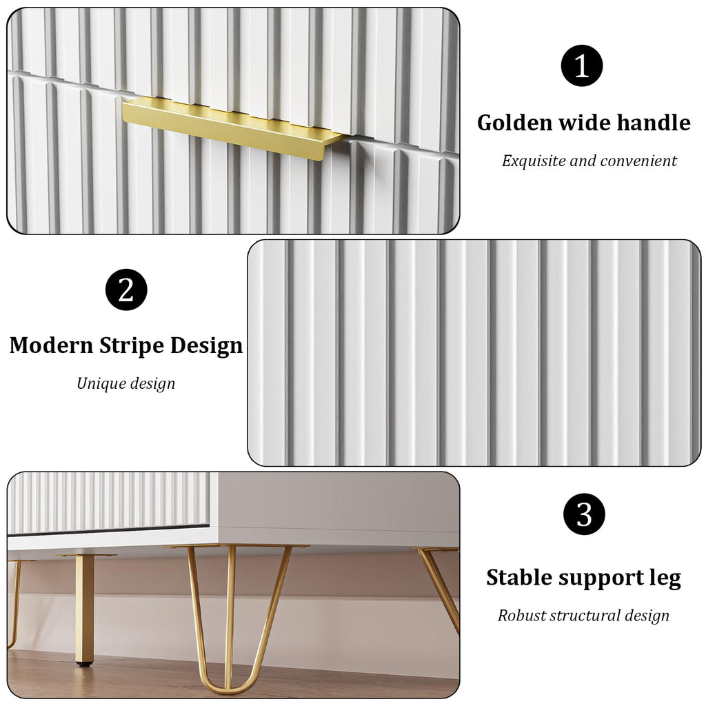 White 7 Drawer Fluted Dresser R2579