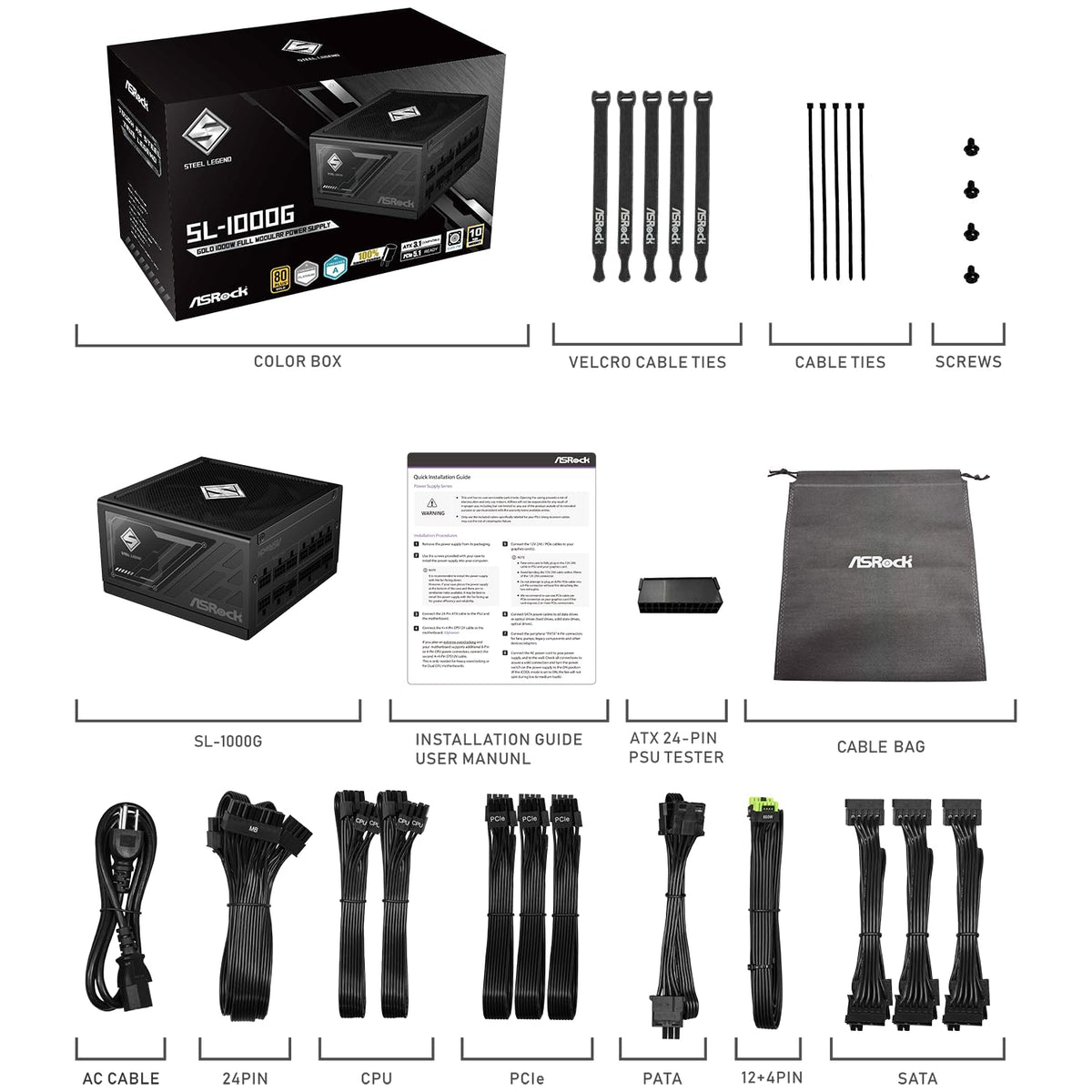 1000W 80 Plus Gold Full Modular Power Supply J70272