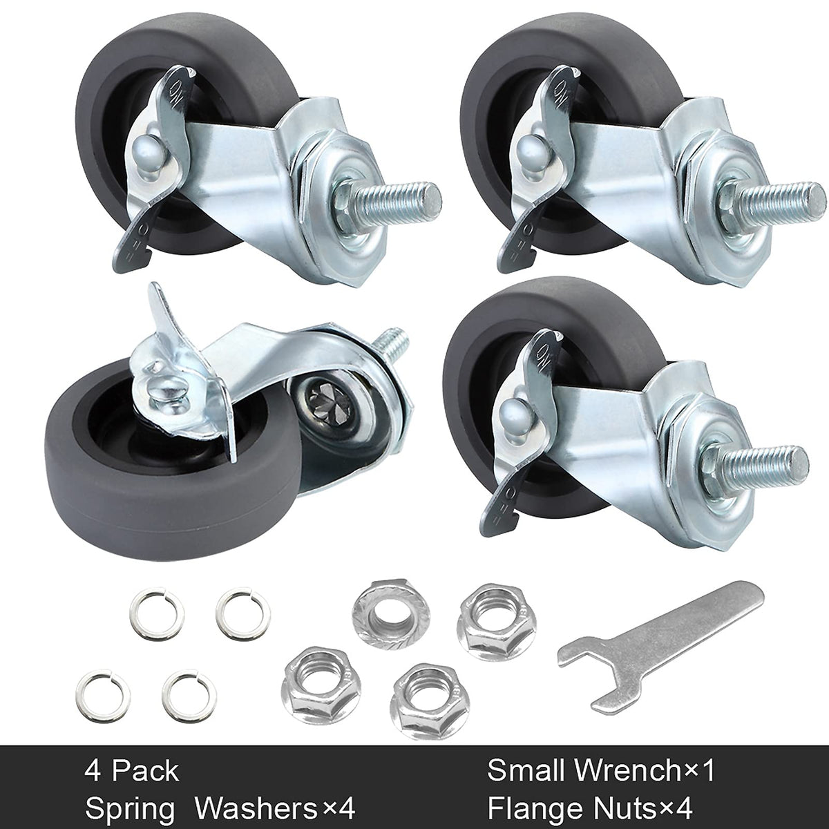 3" Locking Swivel Threaded Stem Casters Set of 4 D540765