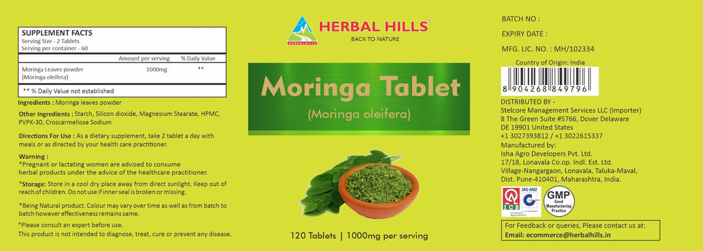 Moringa Tablets 120 Count 1000 mg F56744