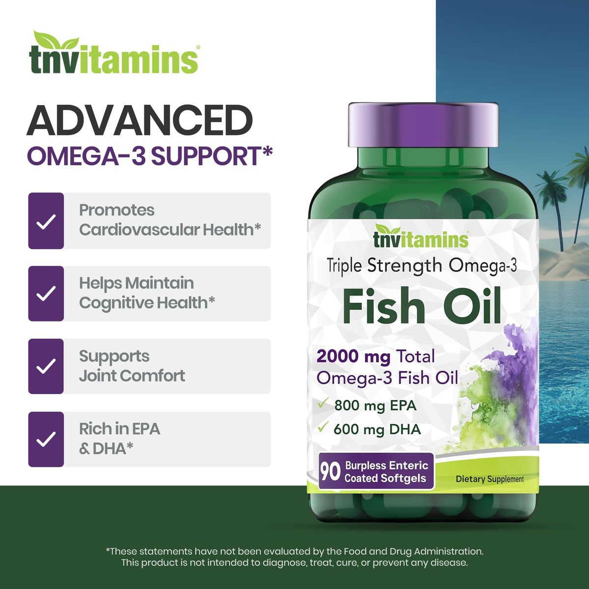 2000mg Omega-3 Fish Oil 90 Softgels K35525
