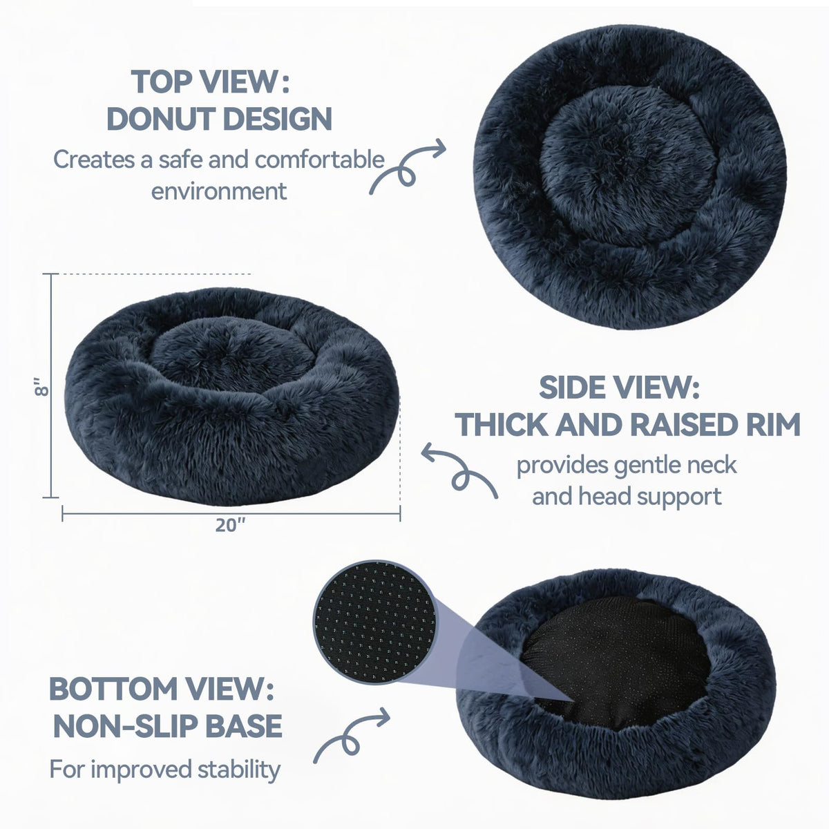 Washable 20" Donut Cat Bed X88502