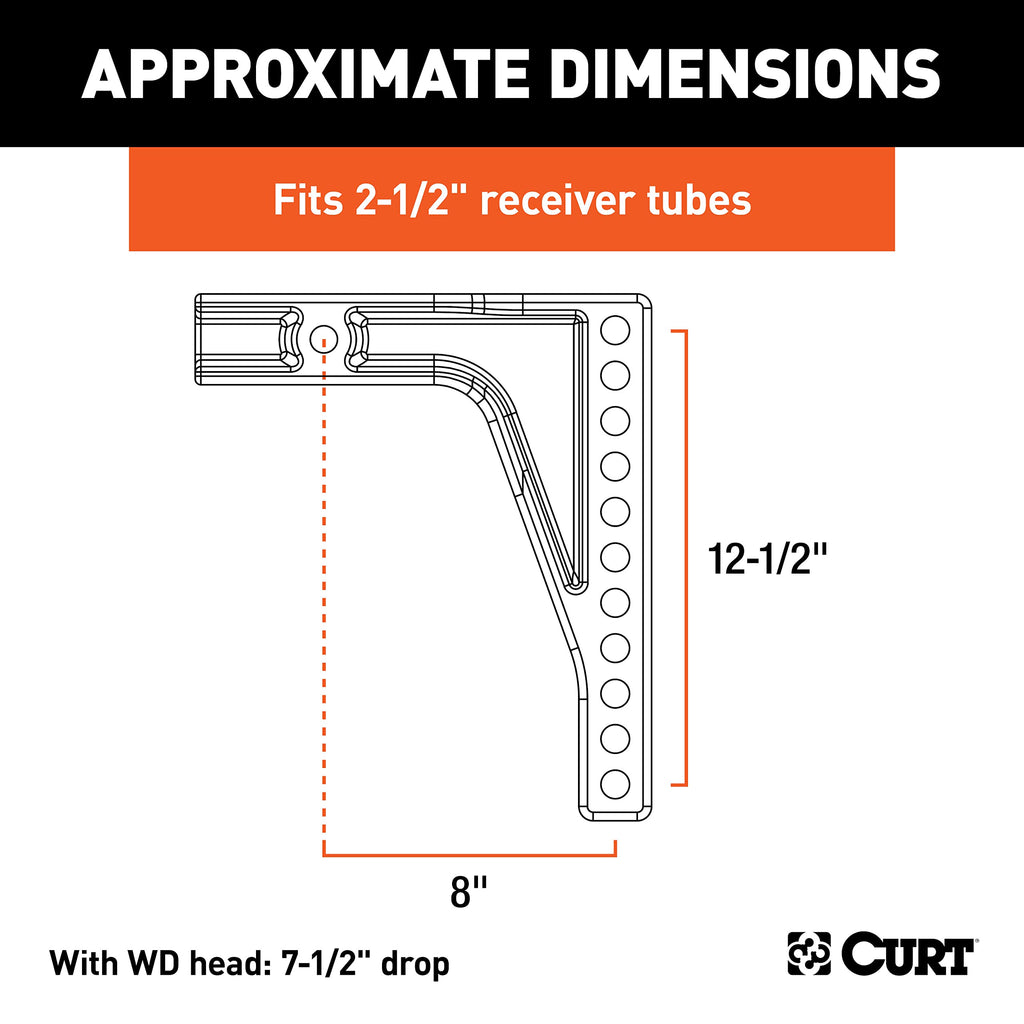 Weight Distribution Hitch Replacement Shank 2-1/2" Receiver 8" Drop G182