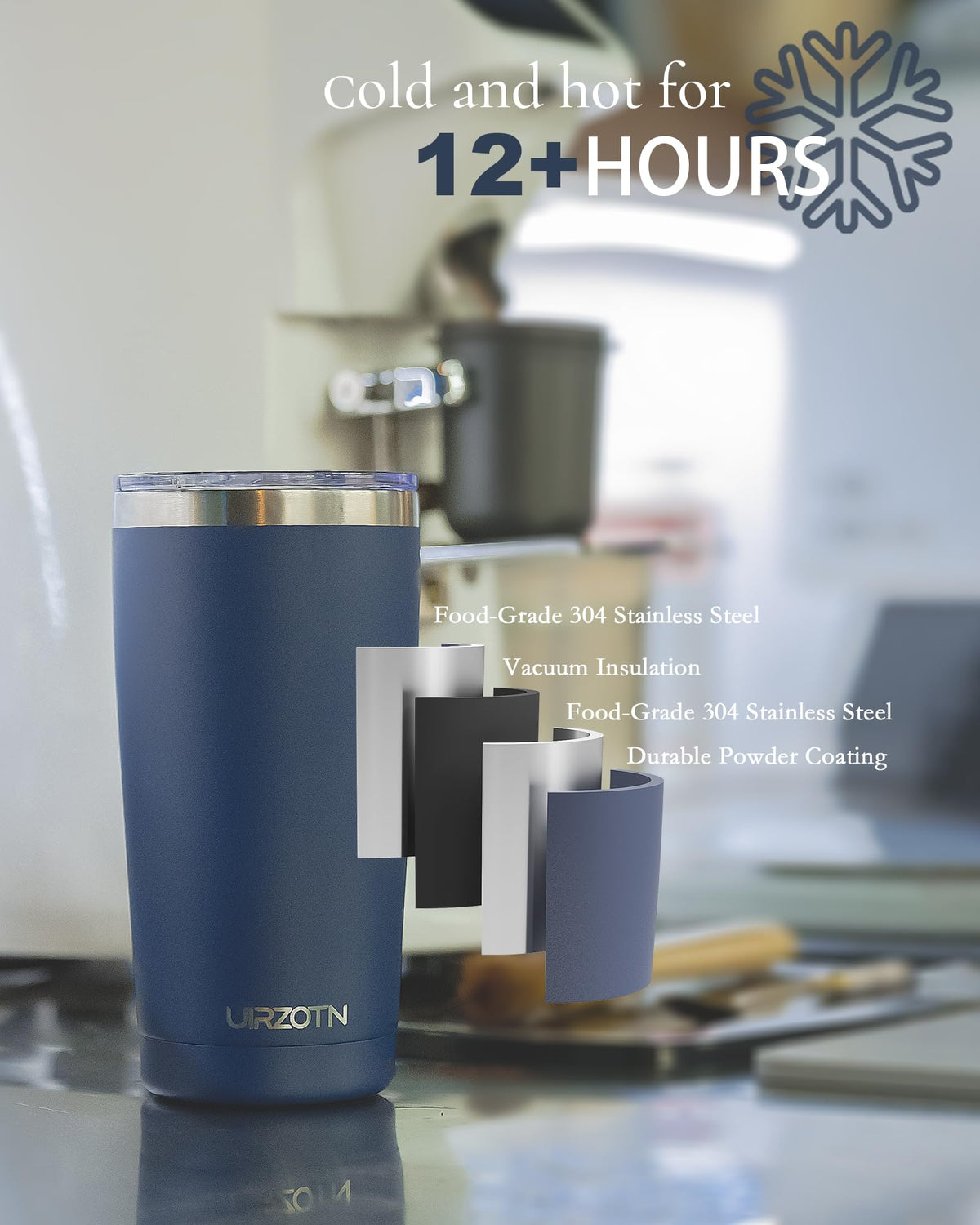 20oz Stainless Steel Insulated Travel Coffee Tumbler with Straw L50745