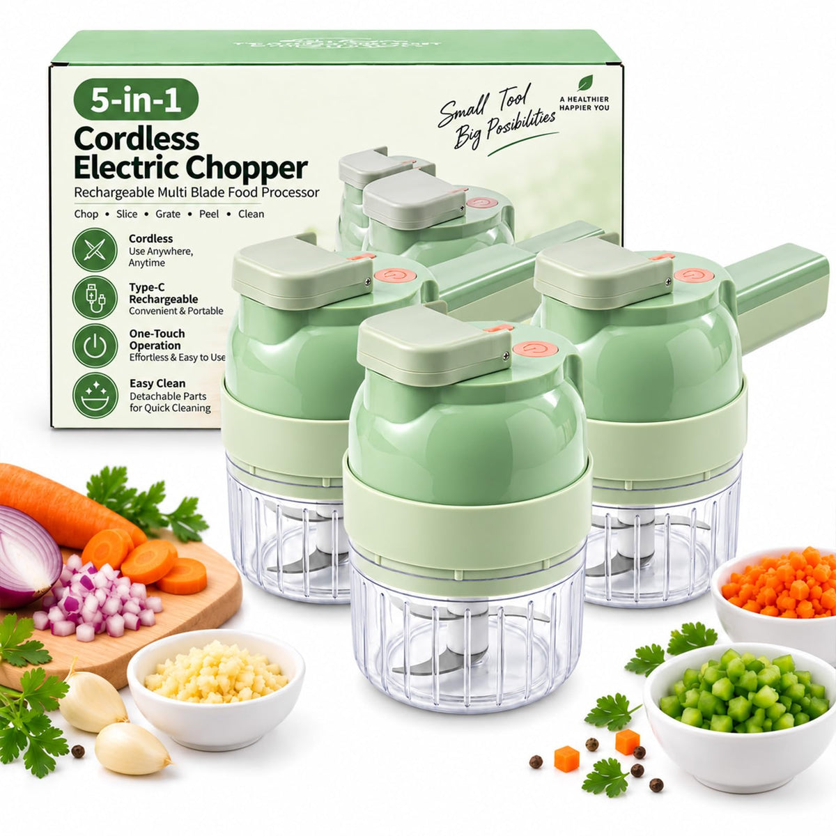 Electric 5-in-1 Handheld Vegetable Chopper Y8710