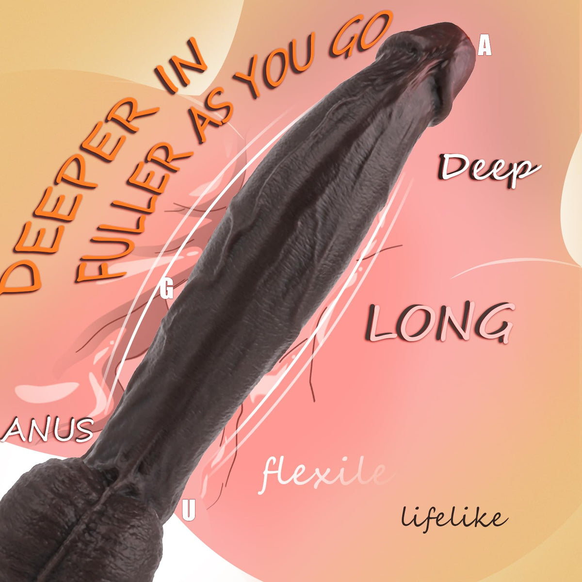 11.6 Inch Black Silicone Dildo N646335
