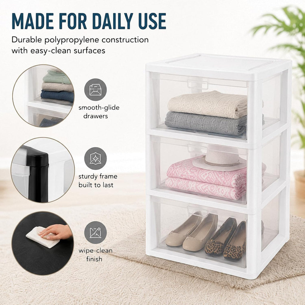 3 Drawer Clear Plastic Storage Organizer O58507