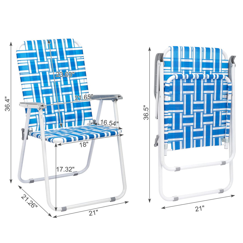 Set of 2 Blue & White Webbed Folding Chairs D6693