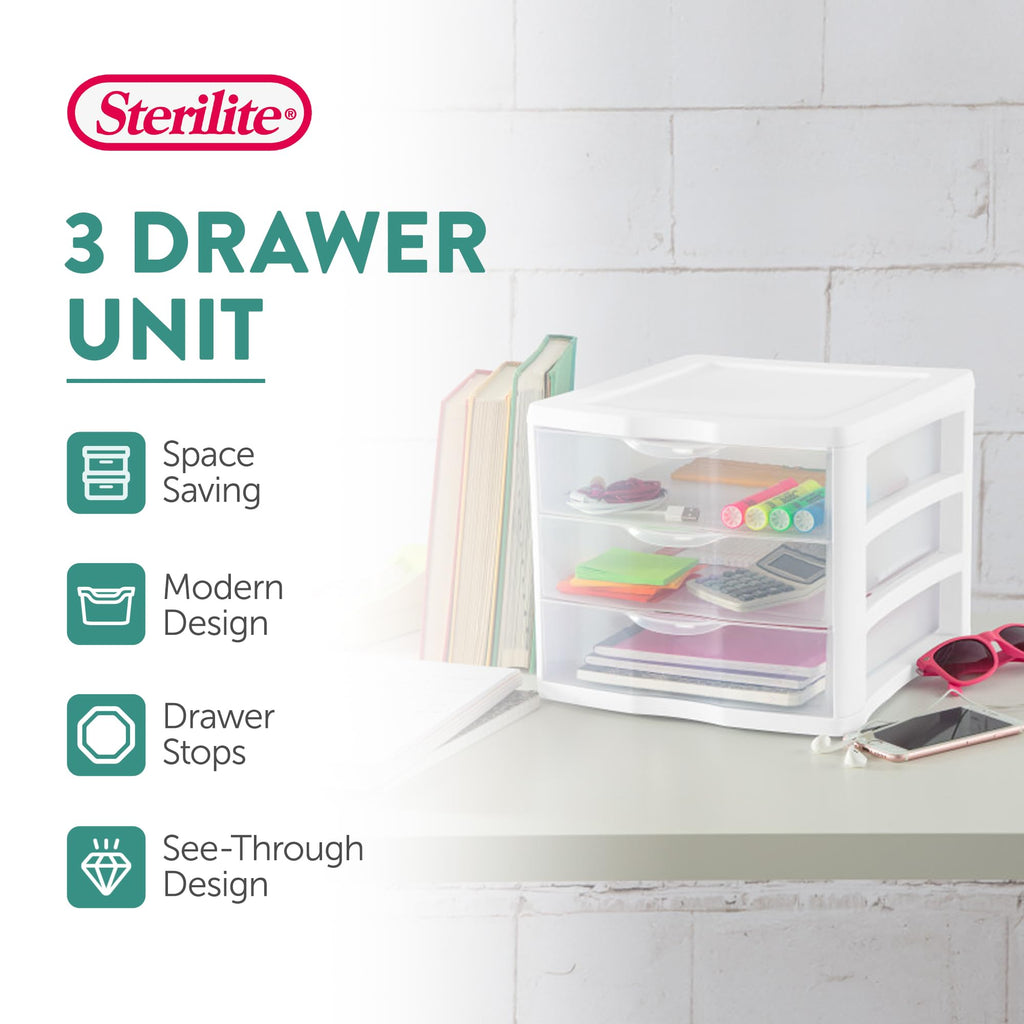 Wide 3-Drawer Storage Unit 4-Pack O436622