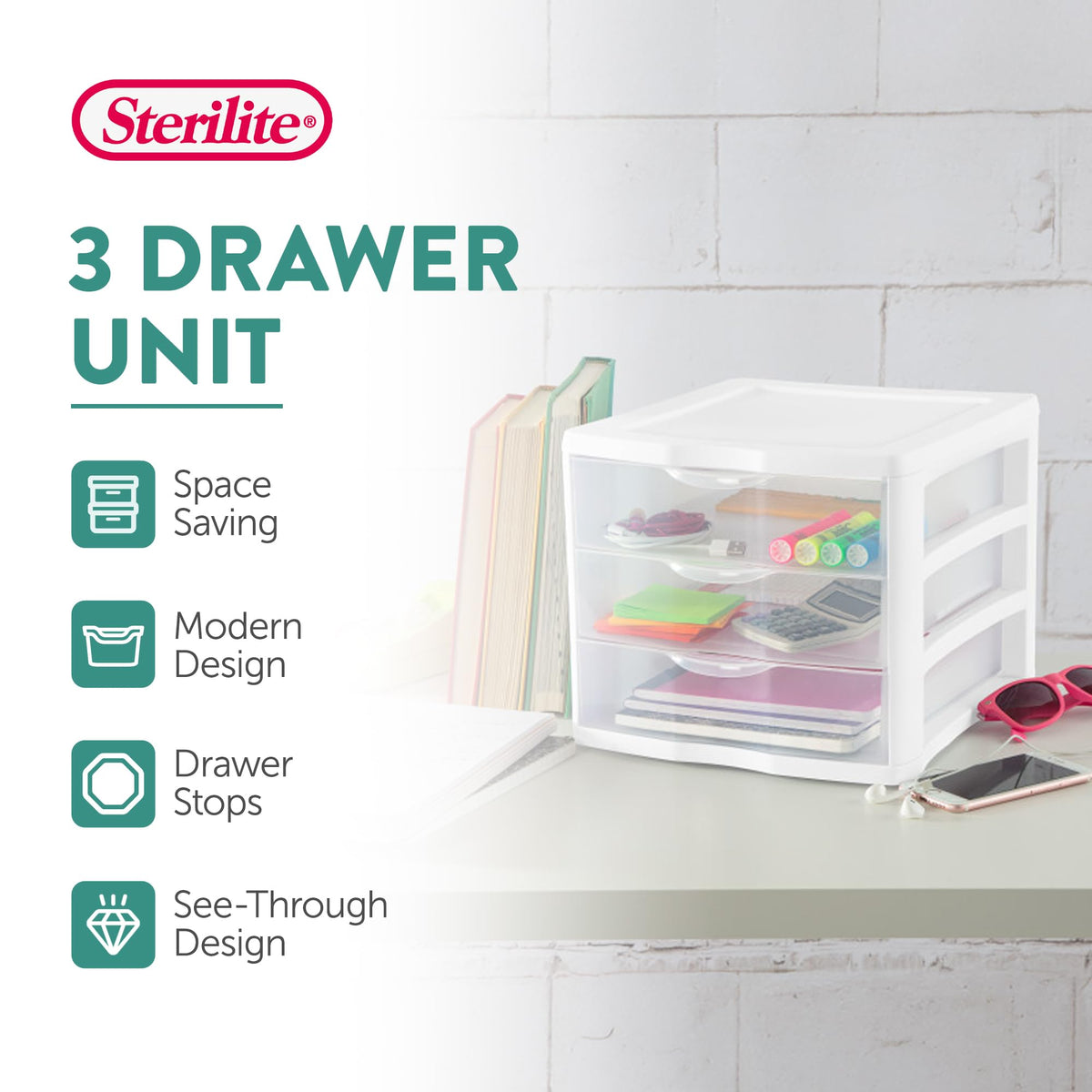 Wide 3-Drawer Storage Unit 4-Pack O436622