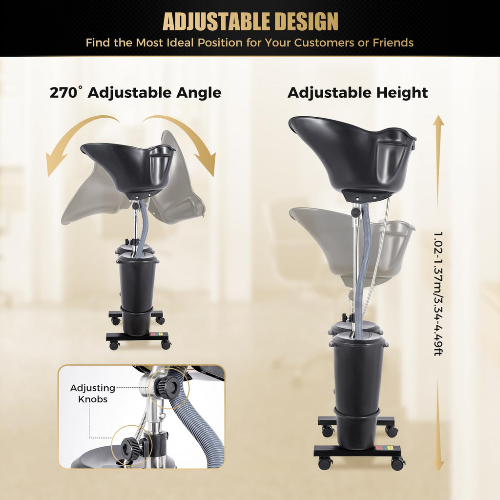 Portable Height and Angle Adjustable Shampoo Basin with Electric Pump T123