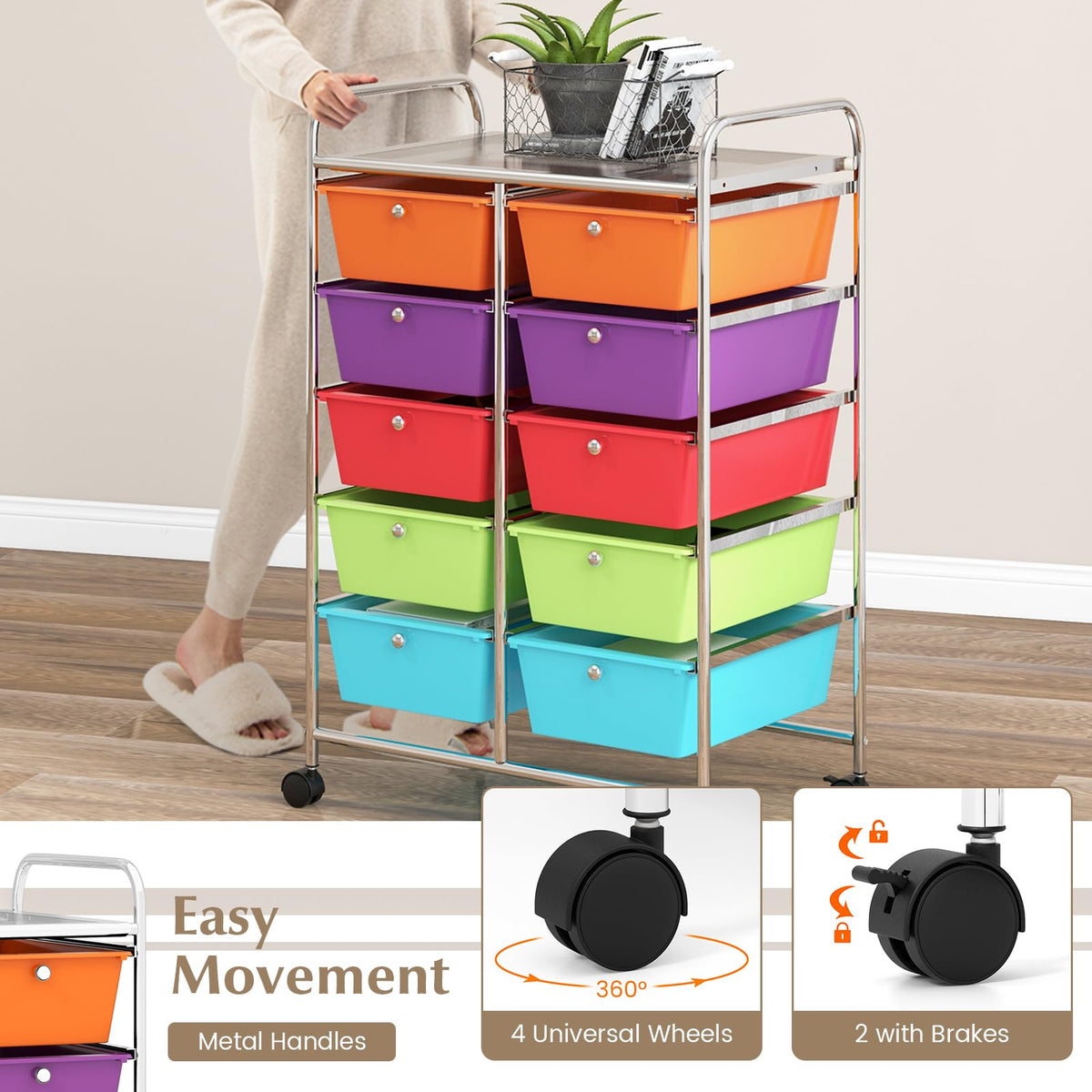 10 Drawer Rolling Storage Cart O87079