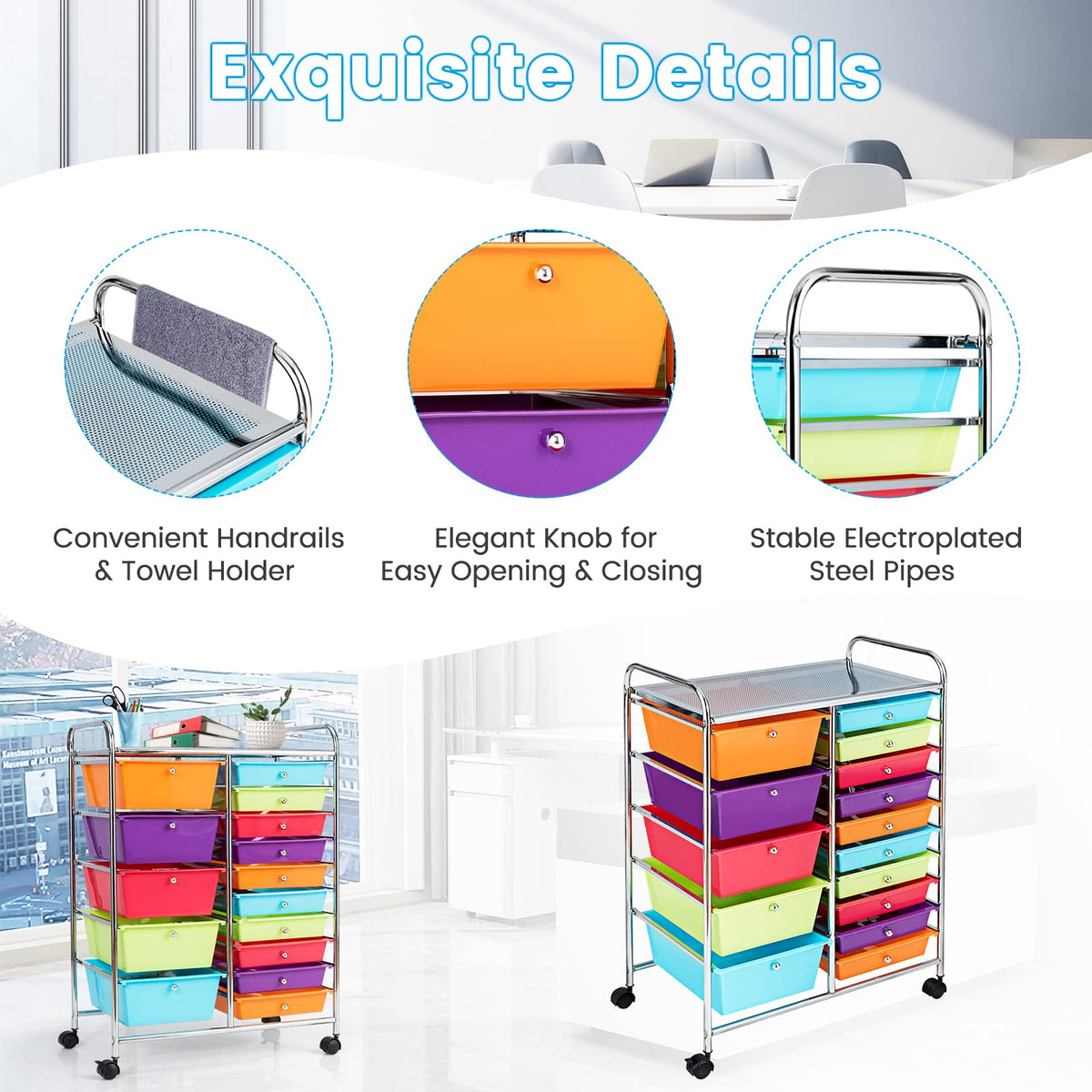 15 Drawer Rolling Storage Cart K190