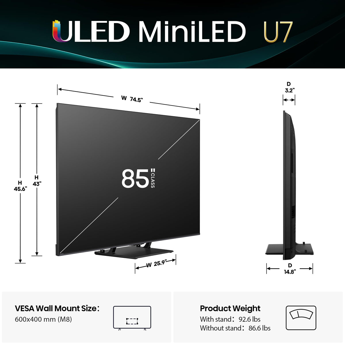 85" Mini-LED 4K UHD Smart TV C895