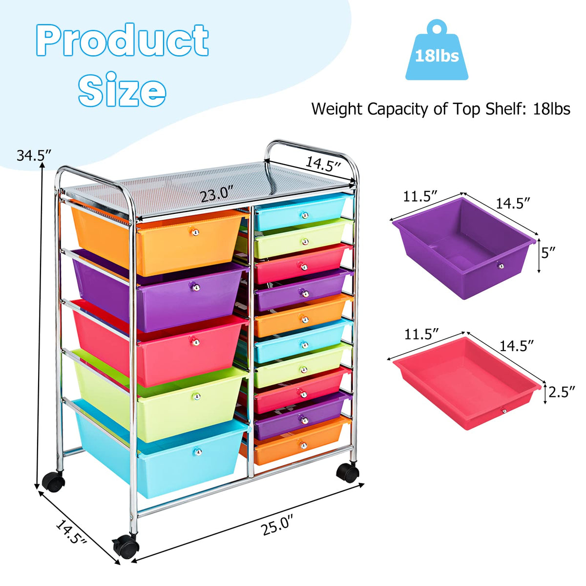 15 Drawer Rolling Storage Cart K190
