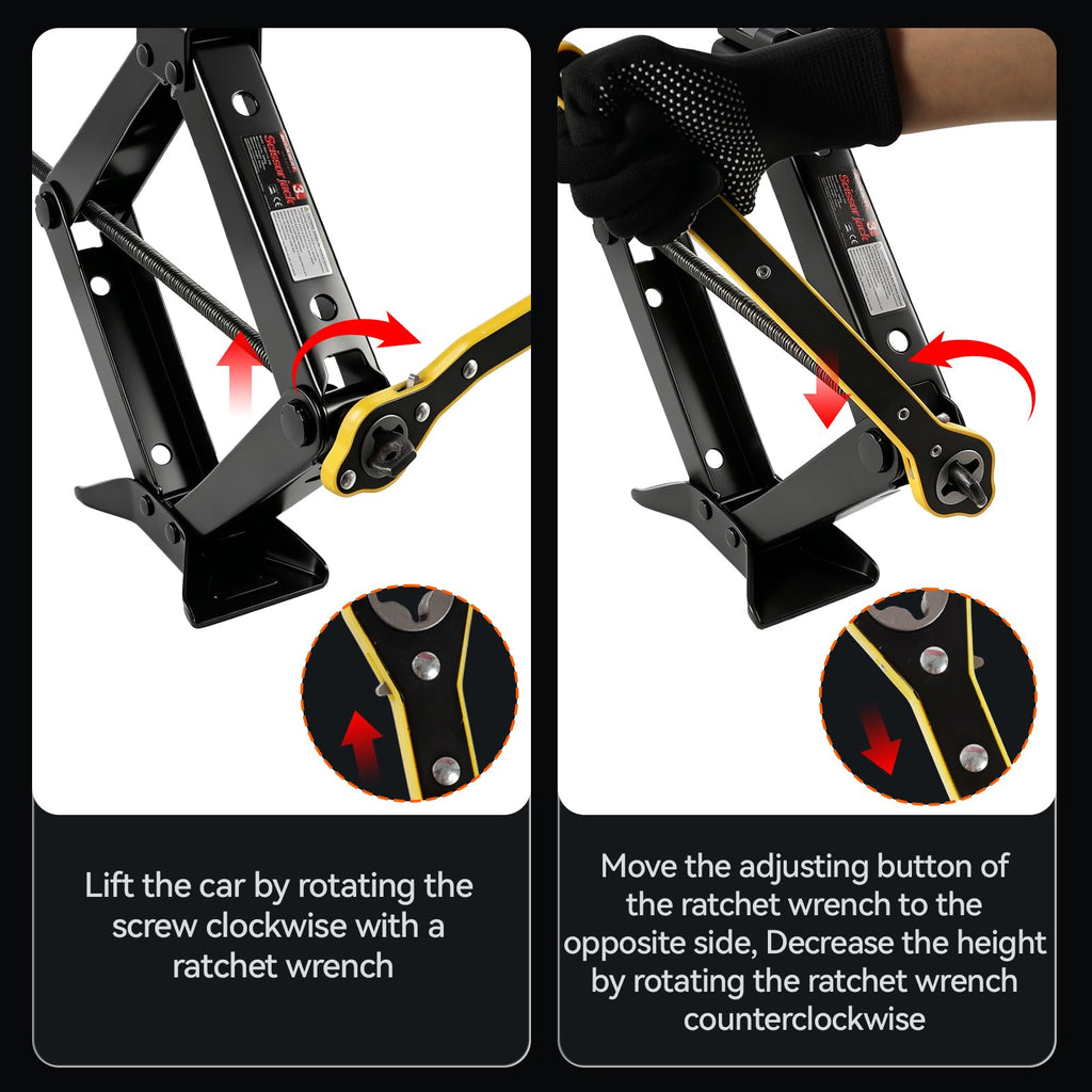 3 Ton Heavy Duty Scissor Jack with Lug Wrench L33615