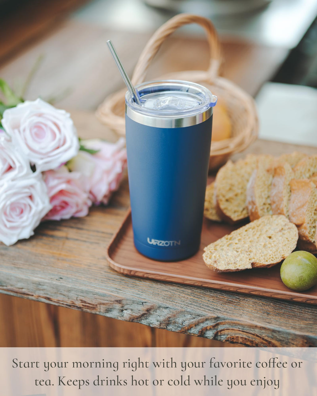 20oz Stainless Steel Insulated Travel Coffee Tumbler with Straw L50745