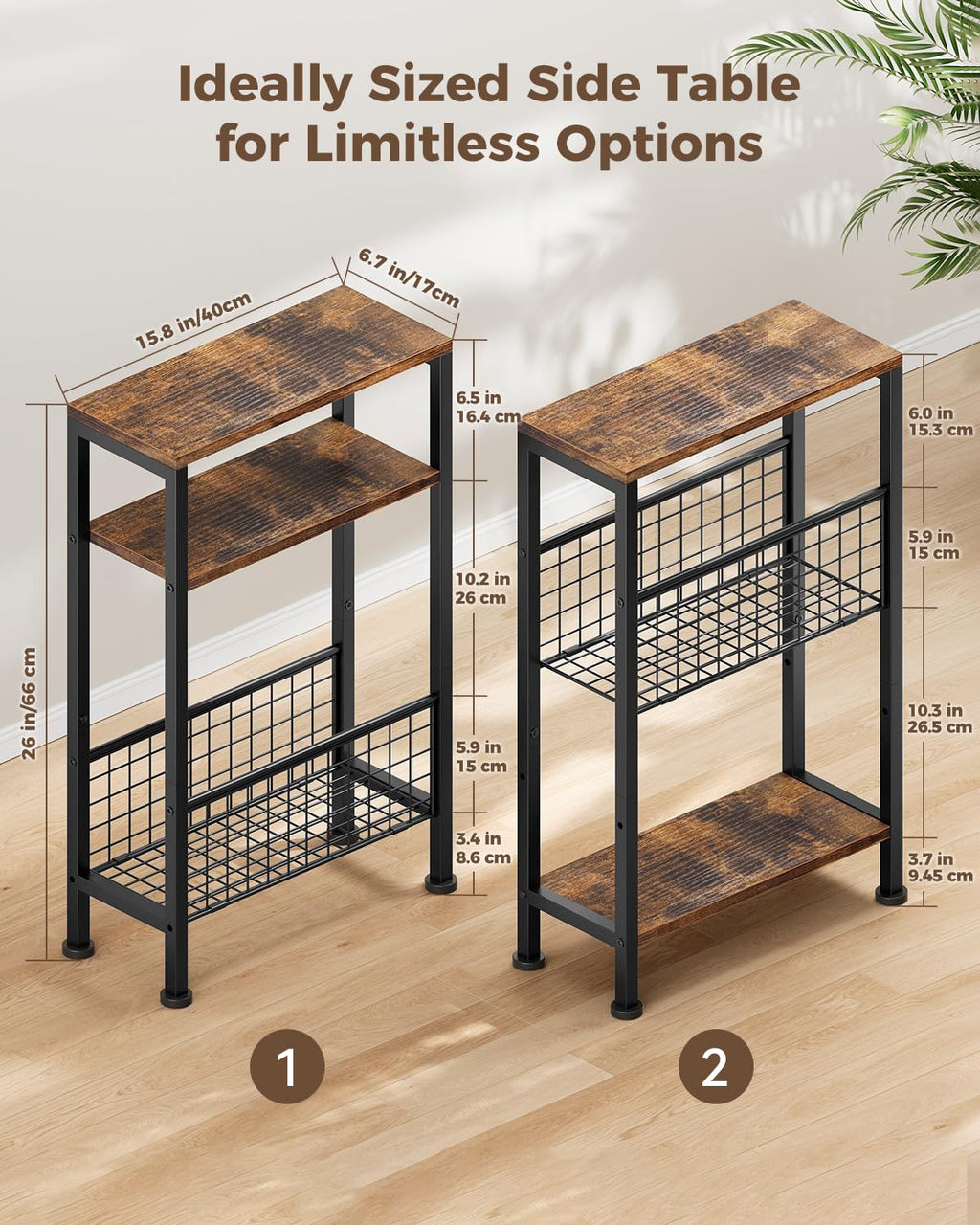 Narrow 3-Tier Wooden Side Table A102