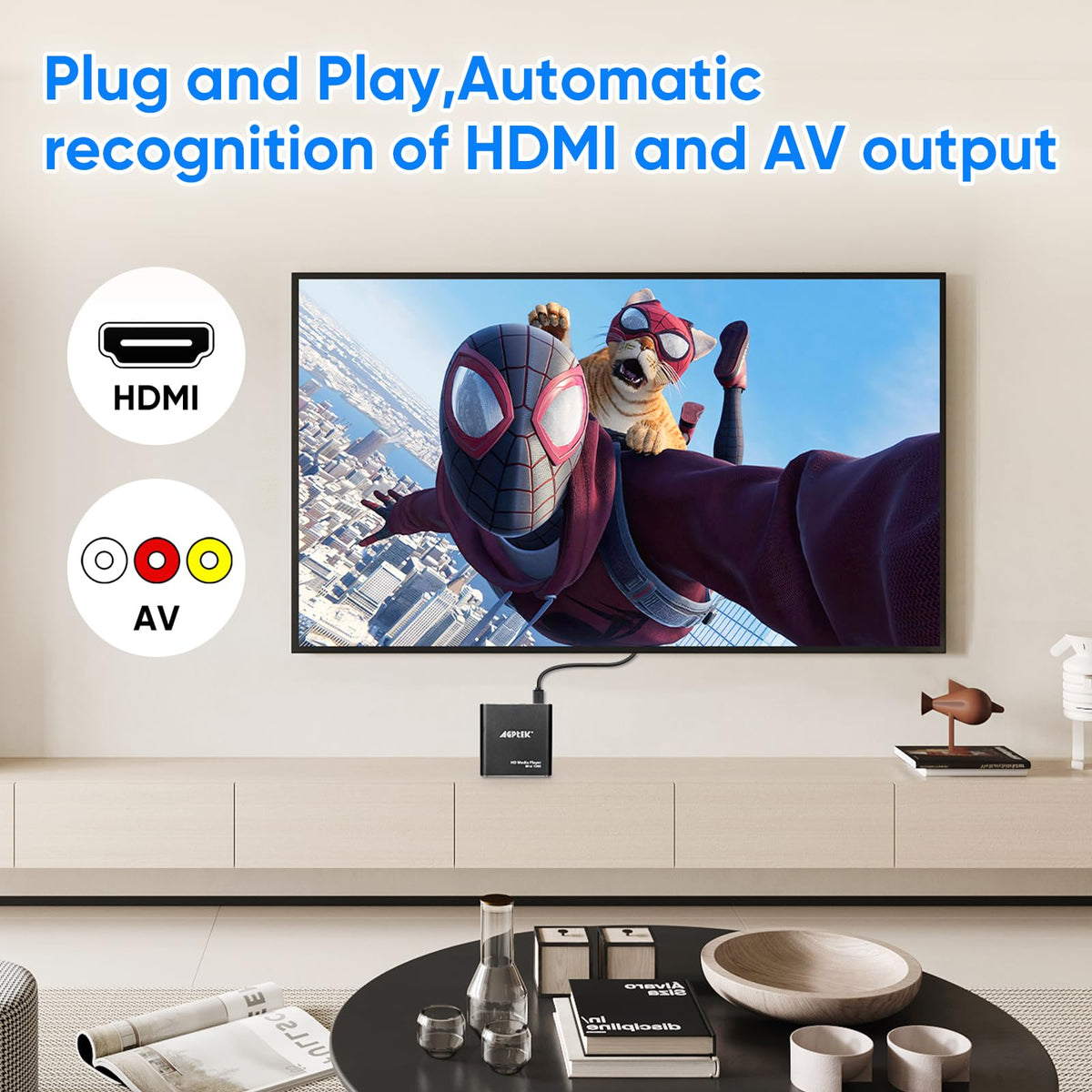 Black Mini 1080p Full-HD HDMI Digital Media Player P3225