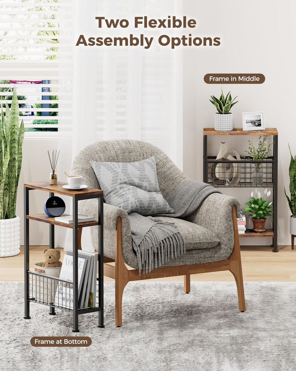 Narrow 3-Tier Wooden Side Table A102