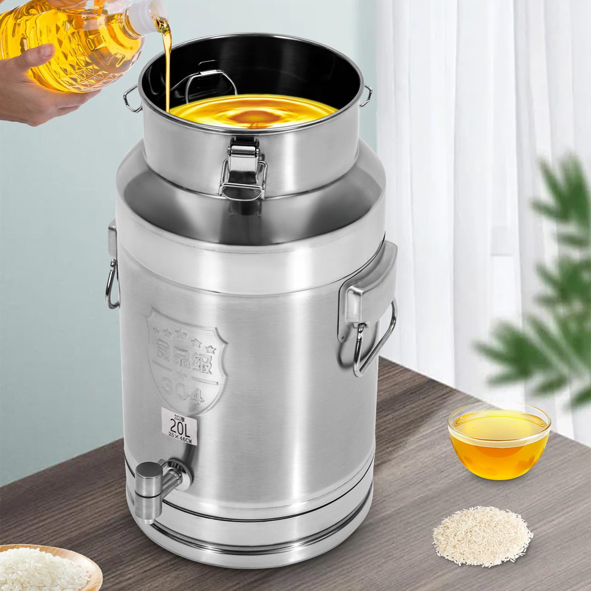 Stainless Steel 20L Milk Can with Faucet L796