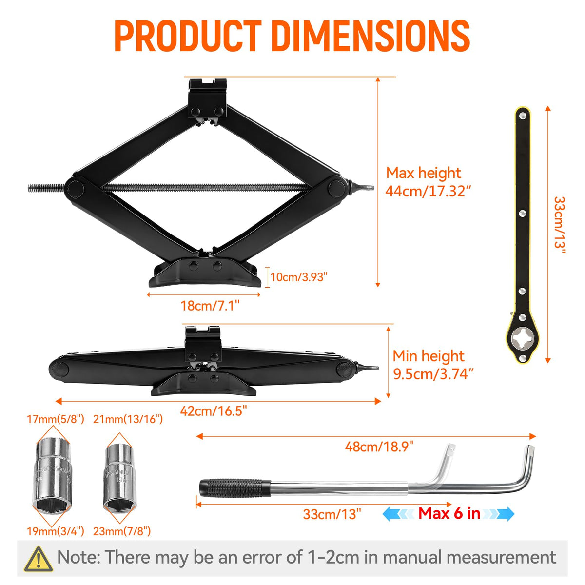 3 Ton Heavy Duty Scissor Jack with Lug Wrench L33615