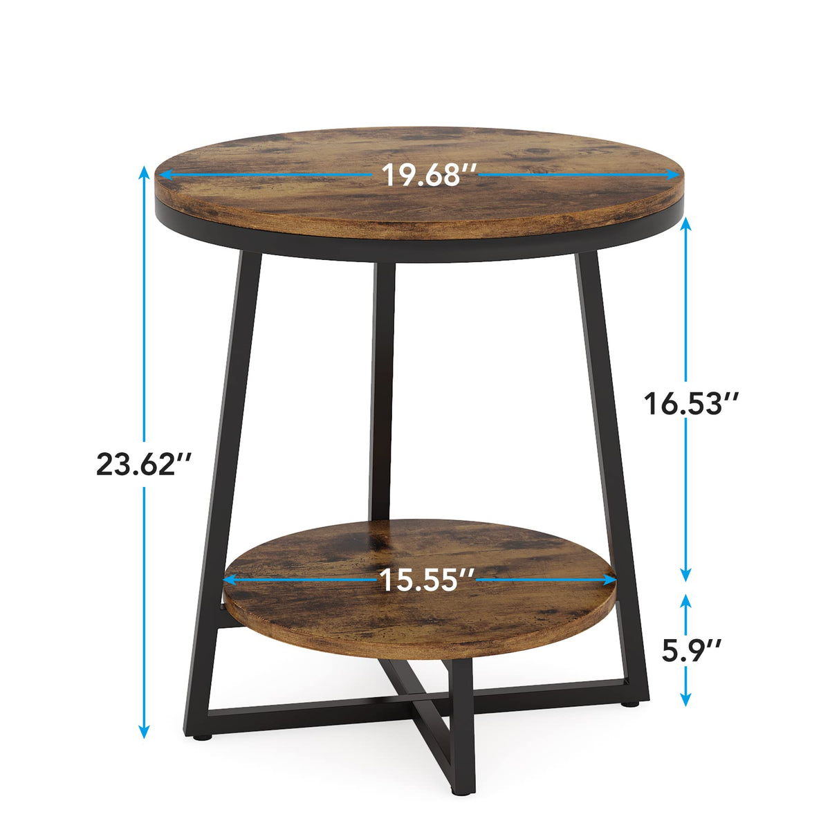 2 Tier Round End Table with Storage Shelf H41168