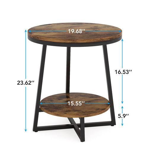 2 Tier Round End Table with Storage Shelf H41168