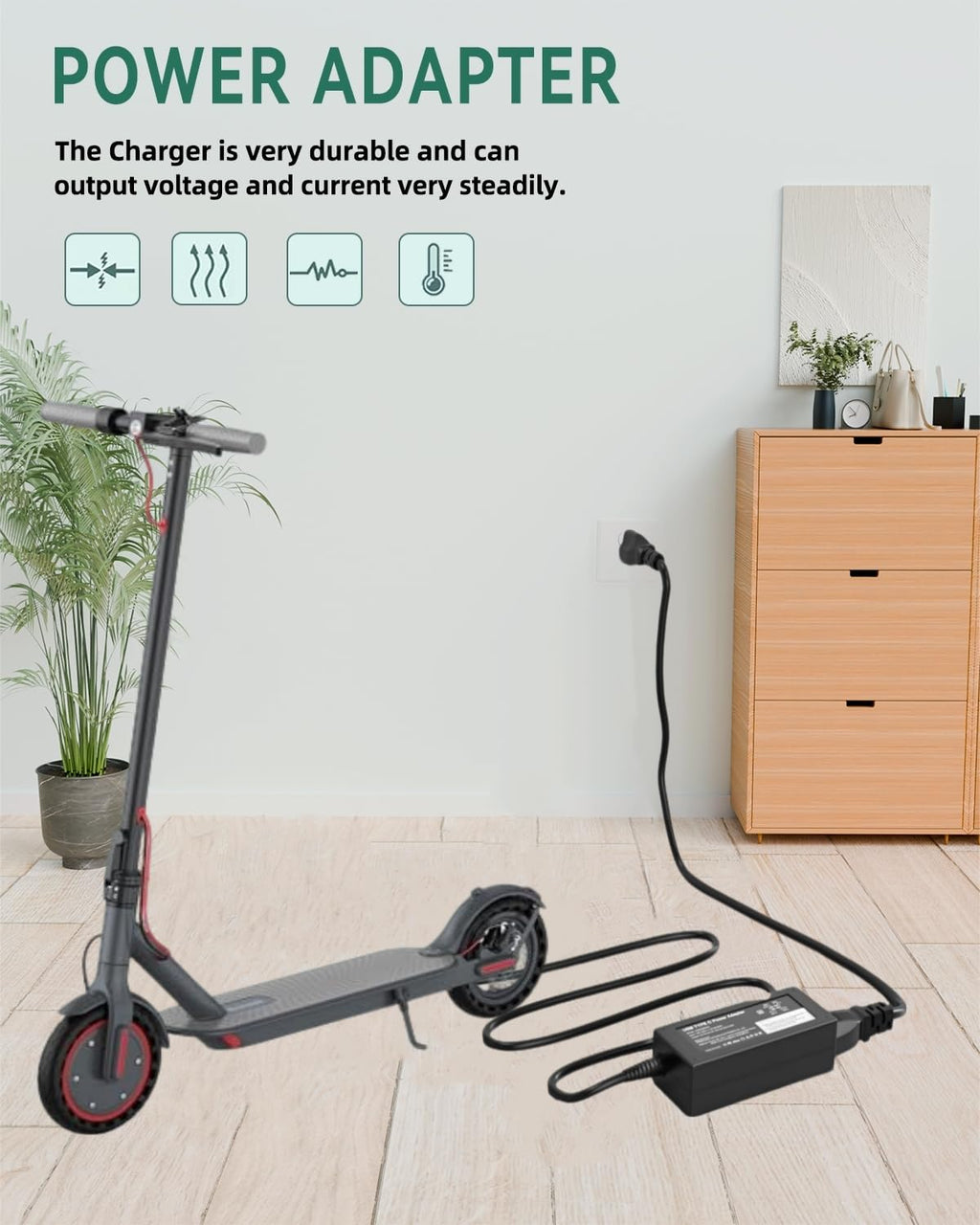 42V AC/DC Adapter Charger for 8.5 inches Electric Scooter 350W Motor 36V 10.4Ah Lithium-ion Battery M99710