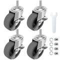 3" Locking Swivel Threaded Stem Casters Set of 4 D540765