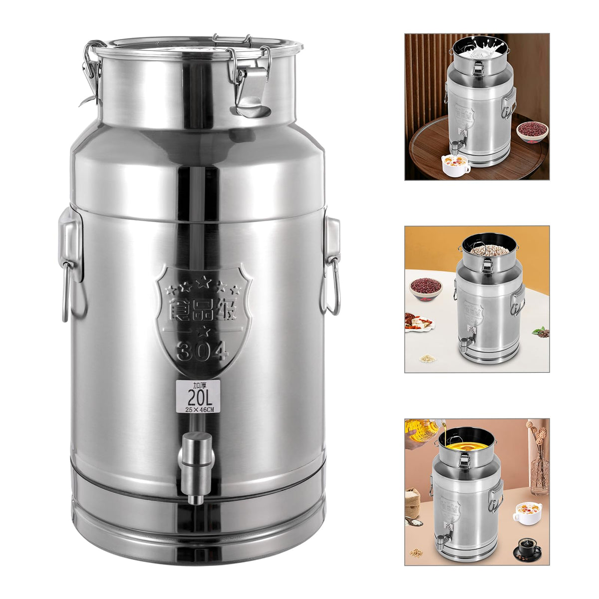 Stainless Steel 20L Milk Can with Faucet L796
